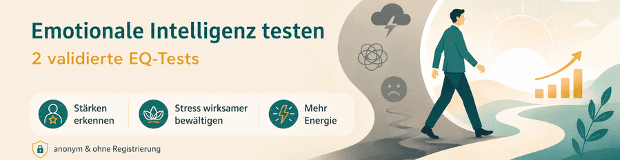 Emotionale Intelligenz testen: zwei validierte EQ-Tests helfen, Stärken zu erkennen, Stress wirksamer zu bewältigen und mehr Energie zu gewinnen.